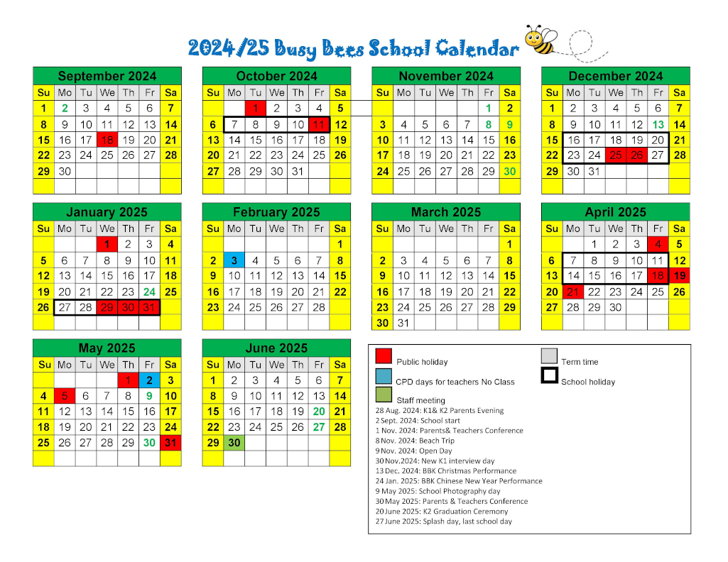 BBK calendar 2024-2025